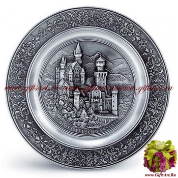 Тарелка настенная Замок олово, оловянная посуда Artina Австрия