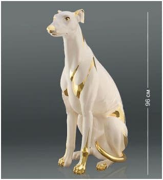 Английская борзая Грейхаунд белый с золотом. Скульптура Ahura.