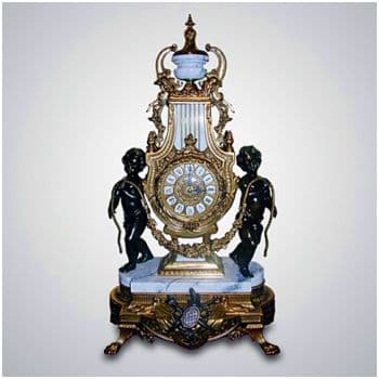 Каминные часы бронзовые Дети белый мрамор. Высота 60 см. Италия