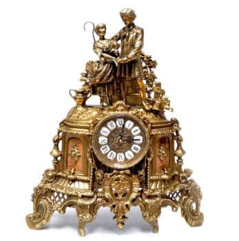 Каминные часы бронзовые с мрамором Урожай Высота 41 см Италия