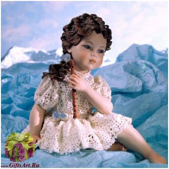 Кукла Sibania Девочка с флейтой 20 см коллекционная фарфоровая Италия