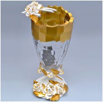 Ваза CEVIK. Хрусталь. Перламутровые и матовые эмали. Золочение. Высота 43 смСтразы Сваровски. Коллекция 2011