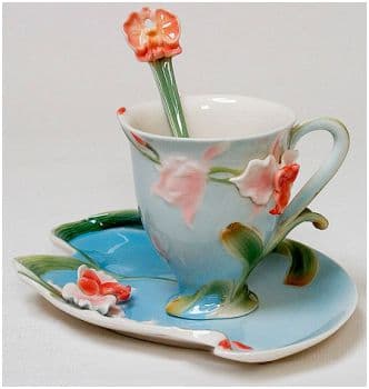 Чайная пара Венерин Башмачок Фарфор Ручная работа.