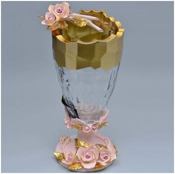 Ваза CEVIK. Хрусталь. Перламутровые и матовые эмали. Золочение. Высота 43 смСтразы Сваровски. Коллекция 2011