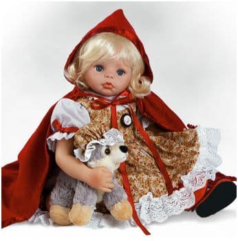 Коллекционная виниловая кукла Красная шапочка с серым волком Ручная работа 58 см.  Авторская номерная кукла США