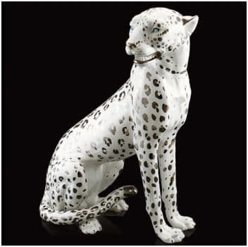 Леопард белый с платиной и стразами Сваровски. Скульптура керамика Ahura. Италия Высота 80 см
