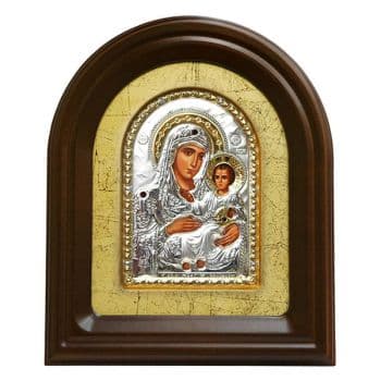 Икона Богоматерь Иерусалимская в серебряном окладе в киоте Размер 23 х 28 см.