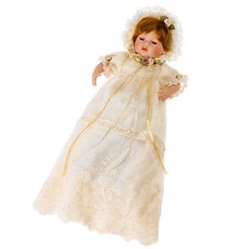 Фарфоровая кукла Малышка в крестильном наряде Ручная работа Размер 30 см. Германия RF-COLLECTION