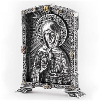 Икона Святая Матрона Московская из серебра 925 пробы Россия. Вес ок. 96 гр. Размер 6,5 х 5 см.