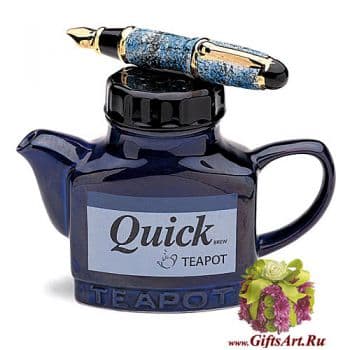 Заварочный чайник фарфоровый подарочный Перо и чернильница. Мини. Англия