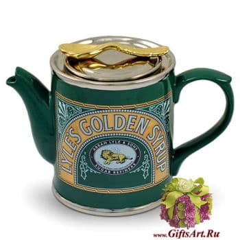 Заварочный чайник фарфоровый подарочный Золотой сироп Лайла. Средний. Англия
