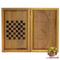 Резные объемные нарды+шашки дорожного размера из массива мореного дуба &quot;Мечеть Султанахмет&quot;