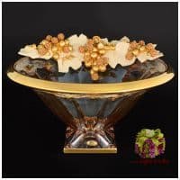 Ваза фруктовница CEVIK. Хрусталь. Эмали. Золочение. Ширина 37 см Стразы Сваровски. Италия