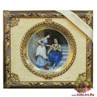 Картина фарфоровая панно Подружки. Длина 54 см. Италия