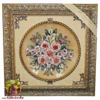 Картина фарфоровая панно Букет. Высота 67 см. Италия