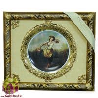 Картина фарфоровая панно Цветочница. Длина 54 см. Италия