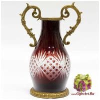 Ваза в антикварном стиле. Стекло и бронза. Ручная работа. Высота 18 см