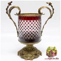 Ваза в антикварном стиле. Стекло и бронза. Ручная работа. Высота 35,5 см