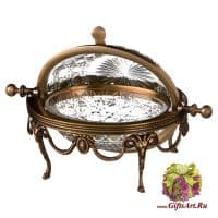 Икорница. Стекло и латунь. Размер 13 см.