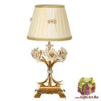 Лампа настольная Розовый букет. Латунь. Хрусталь. Фарфор. Высота 50 см. Италия