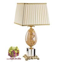 Лампа настольная. Латунь. Хрусталь. Фарфор. Высота 72 см. Италия
