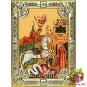 Икона освященная &quot;Чудо Георгия о змие&quot;, 18x24 см со стразами, 18x24 см