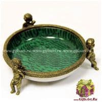 Блюдо под мелочь. Фарфор и бронза. Декор Хозяйка медной горы. Ручная работа. Размер 11 см