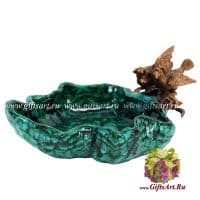 Блюдо под мелочь. Фарфор и бронза. Декор Хозяйка медной горы. Ручная работа. Размер 19 см