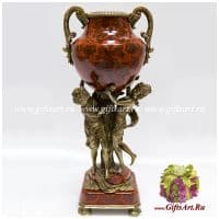 Ваза Грации. Фарфор и бронза. Декор Цветущий шиповник. Ручная работа. Высота 48 см