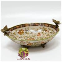 Блюдо бабочки. Фарфор и бронза. Декор Изобилие. Ручная работа. Длина 41 см