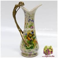 Кувшин. Фарфор и бронза. Декор Золотые фазаны. Ручная работа. Высота 23 см
