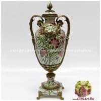 Ваза. Фарфор и бронза. Коллекция Васильки. Ручная работа. Высота 45 см