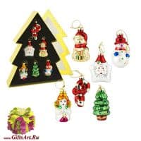 Ёлочная игрушка Florentino Collection набор Tree Ёлочка. 6 стеклянных игрушек.
