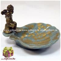 Блюдо для мелочи. Фарфор и бронза. Коллекция Небесные гирлянды. Ручная работа. Длина 13 см