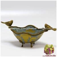 Вазочка. Фарфор и бронза. Коллекция Небесные гирлянды. Ручная работа. Длина 23 см