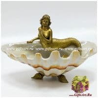 Фруктовница Русалочка. Фарфор и бронза. Ручная работа. Размер 27 см