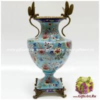 Ваза Две стрекозы. Фарфор и бронза. Декор Бирюзовая поляна. Ручная работа. Высота 45 см