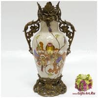 Ваза Пара птиц. Фарфор и бронза. Ручная работа. Высота 33 см