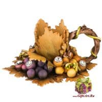 Подсвечник &quot;Гроздья винограда&quot; керамика стразы Длина 18 см Стелла Италия