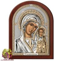 Икона Казанская икона Божией Матери в серебряном окладе Размер 17x22 см.