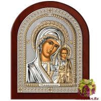 Икона Казанская икона Божией Матери в серебряном окладе Размер 21x26 см.