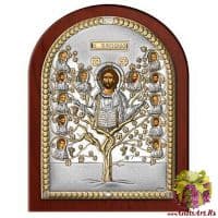 Икона Спаситель Спас Древо Жизни в серебряном окладе Размер 15x20 см.