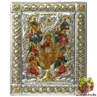 Икона Спаситель Спас Древо Жизни в серебряном окладе Размер 19 х 15 см.