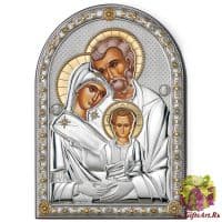 Икона &quot;Три радости&quot; (Святое Семейство) в серебряном окладе Размер 13x18 см.