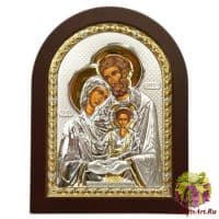 Икона Божией Матери &quot;Три радости&quot; (Святое Семейство) в серебряном окладе Размер 20 X 26 см