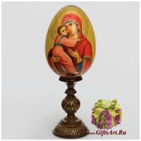 Яйцо иконописное Владимирская икона Божией Матери 33 см Рукописное