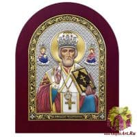 Икона Николай Чудотворец в серебряном окладе Размер 24x30 см.