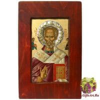 Икона Николай Чудотворец с серебряным нимбом. Под старину. Размер 34х22 см