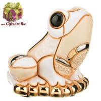 Лягушёнок белый с золотом De Rosa Rinconada. Керамическая фигурка. Высота 6 см