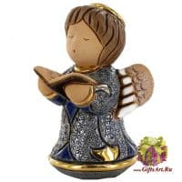 Ангел читает. Керамическая фигурка De Rosa Rinconada. Синий. Высота 9 см